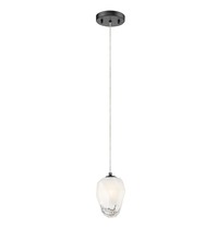 Bethel International YS95P4BLK - 1-Light Black Pendant With A White Glass Shade